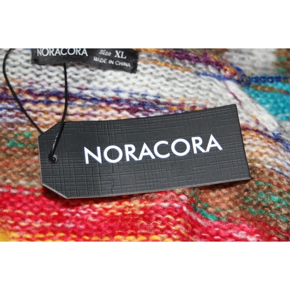 NORACORA Cardigan Womens Striped Colorful Open Front Pockets Boho Size XL - Picture 8 of 11